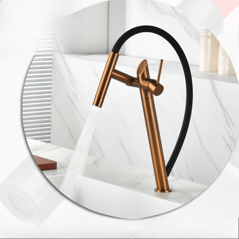 Full copper kitchen faucet, universal rotating island washing basin sink hot and cold faucet