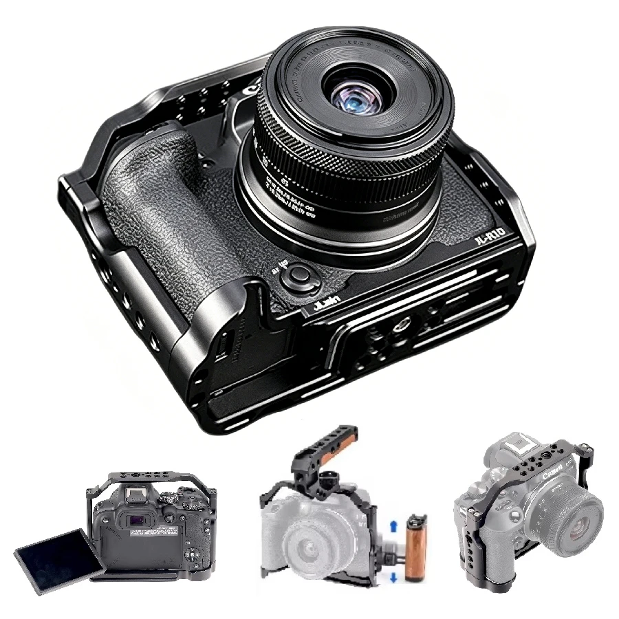 Kit de Jaula para Cámara R10 para Canon EOS R10, Marco Protector de Extensión para Cámara DSLR con Soporte de Zapata Fría y Orificios Roscados de 1/4 y 3/8