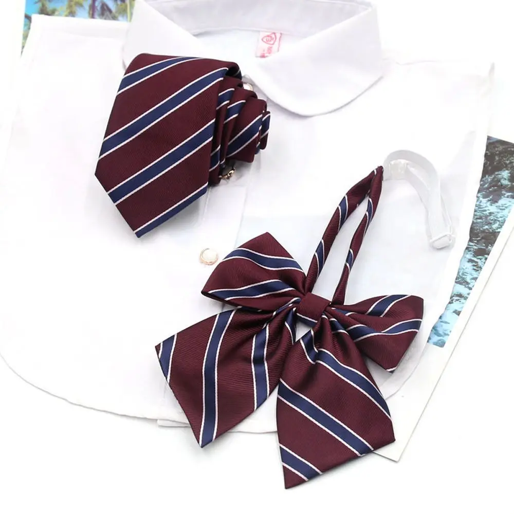 

Boys Free knots Tie Polyester JK DK Ribbon Fashion Necktie Japanese Style Bow Tie Wine Red Bow Tie School Uniform Accesssories