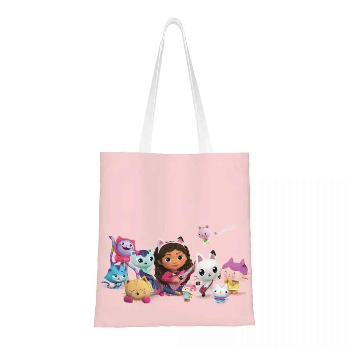 Gabby's Dollhouse Sprinkle Party Canvas Tote Bag Eco-Friendly Large Capacity Shopping Bag for Women School Bags