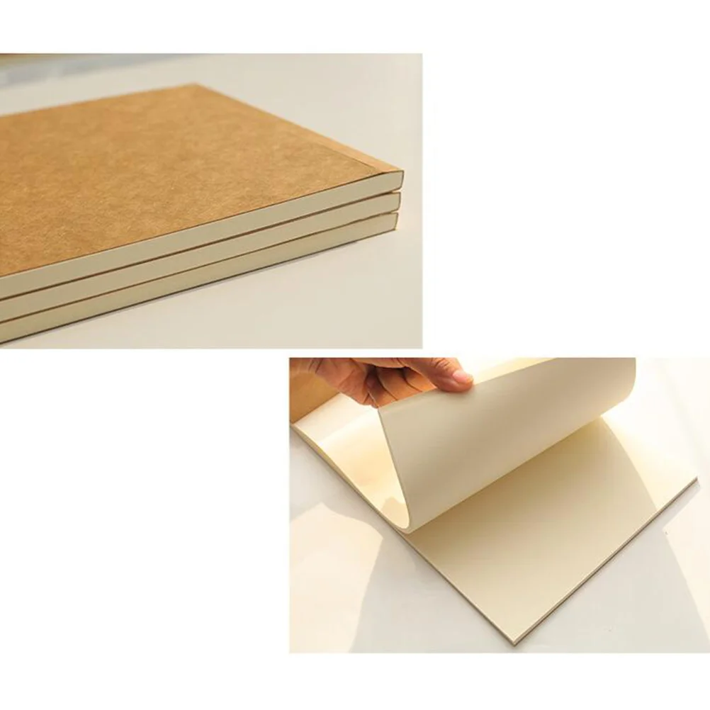 Kraft Paper Notebook Blank Inner Notebook Pocketbook First Draft Book Sketchbook School Supplies for Writing Drawing (S Size)