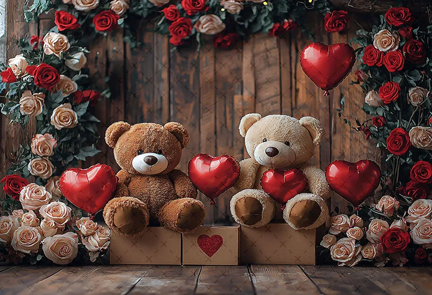 Mehofondการถ่ายภาพพื้นหลังวันวาเลนไทน์ดอกไม้Retro Roomหมีน่ารักเด็กวันเกิดPortrait DecorฉากหลังPhoto Studio