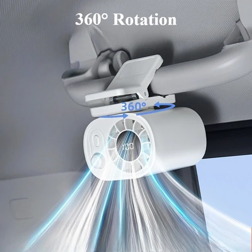 Imagen 2 del producto Ventilador portátil con clip para coche Hipacool 360 °   Ventilador eléctrico recargable USB giratorio de 100 velocidades, 12V, Mini abrazadera de ventilador de poco ruido en cualquier lugar
