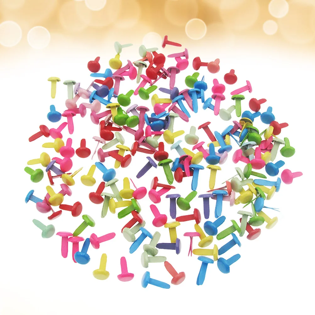 

100pcs Colored Two Legged Nails Mini Metal Fasteners for Paper Scrapbooking Craft Kids Handmade Supplies Round Claw Nail Pastel