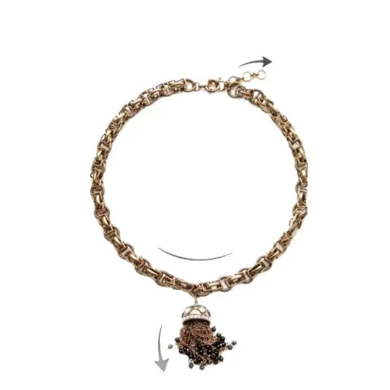 1 Stück Mädchen Modeschmuck Partygeschenk Perlenkette Anhänger mit Strass-Quasten Halskettenanhänger für Frauen – Detail 4