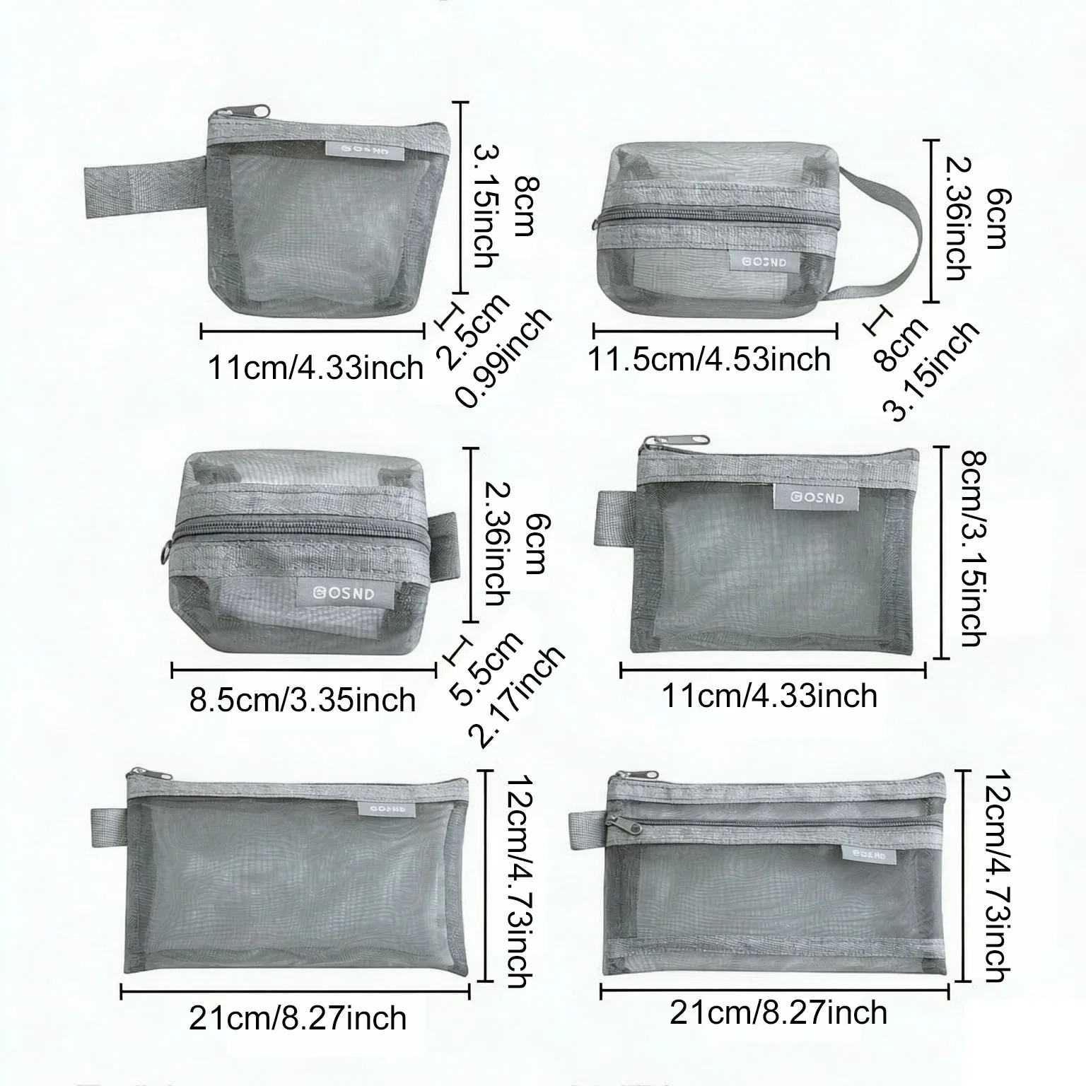 Gray Mesh Organizer Bags – for Travel, Makeup, Stationery, Electronics Accessories and Desk Drawer Organization Supplies TMZ view 6