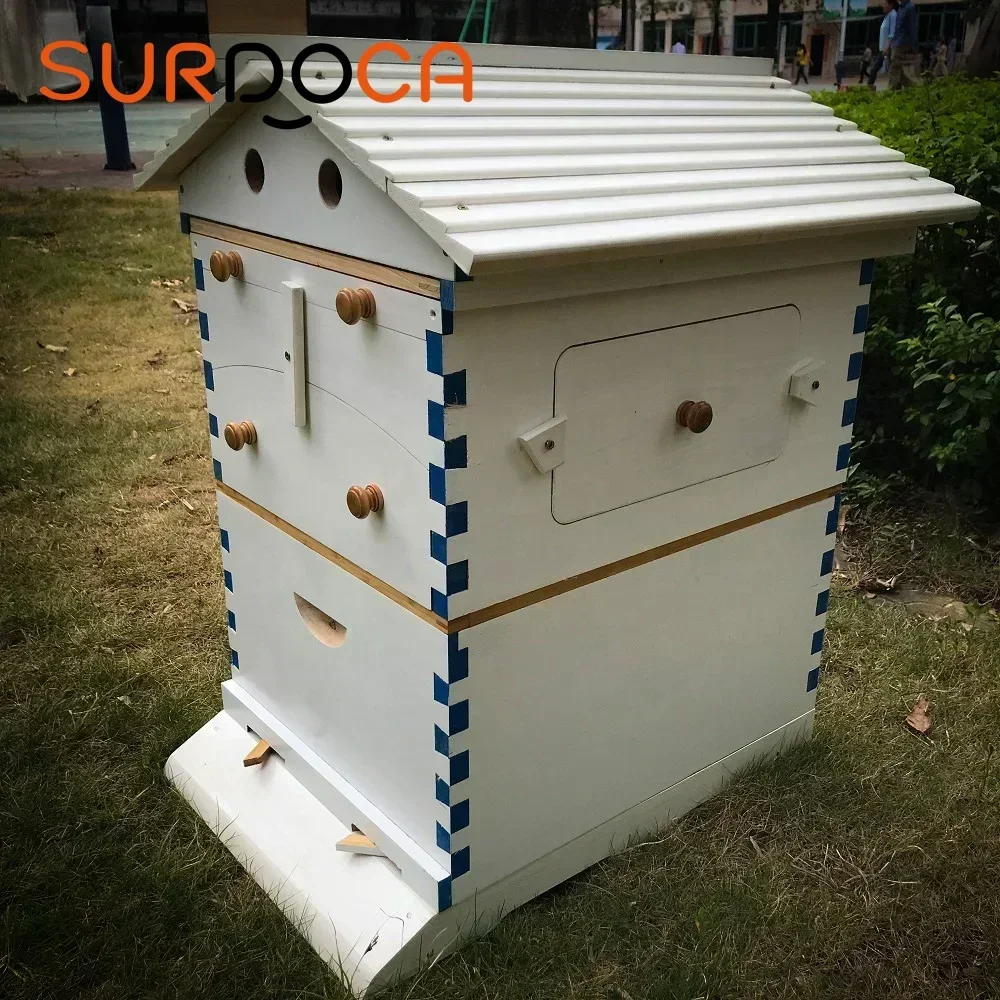 Wooden Automatic Self-Flowing Beehive 7 Auto Frames Set Bee Hive Supplies Beekeeping Material Apiculture Chinese Painted