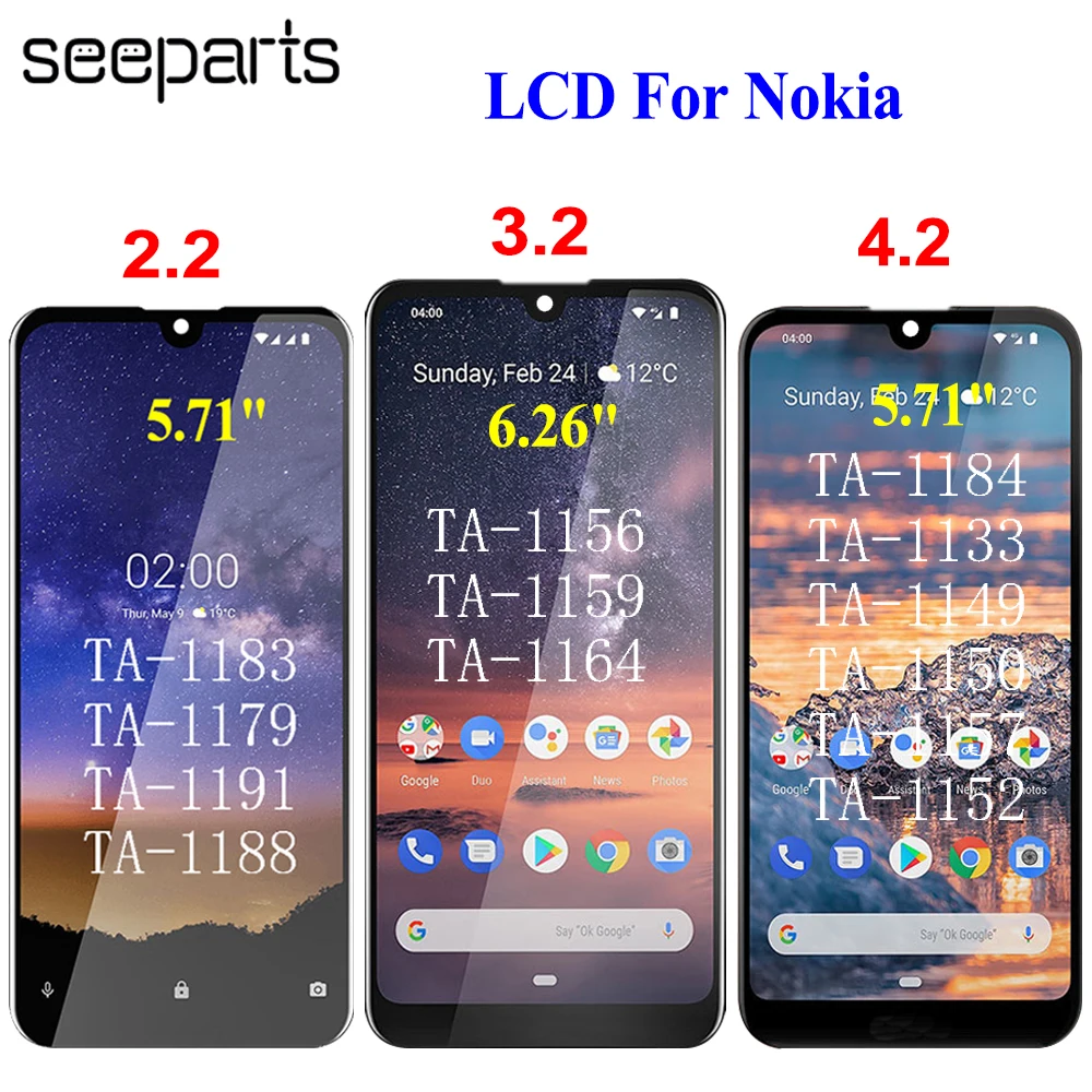 Tested Working For Nokia 2.2 LCD Display With Touch Screen Digitizer Assembly 3.2 LCD Replacement For Nokia 4.2 Display Screen