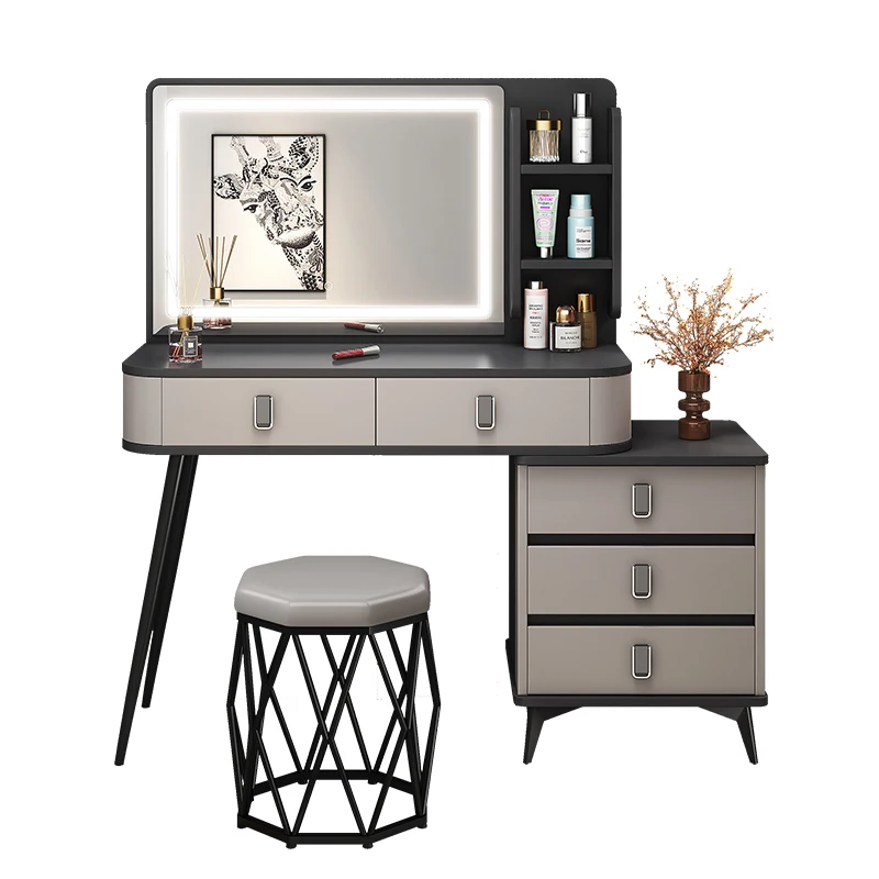 غرفة نوم خزانة إيطالية، طاولة مكياج جديدة، غرفة نوم رئيسية، مكتب بجانب السرير، صندوق تخزين متكامل #1