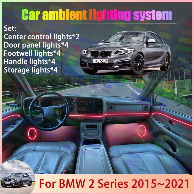 

Для BMW 2 серии MK1 1th 2015~2021 F22 F23 купе 2/18 в 1 автомобильный атмосферный светильник RGB абажур Ensemble Streamer Atmosphere Set