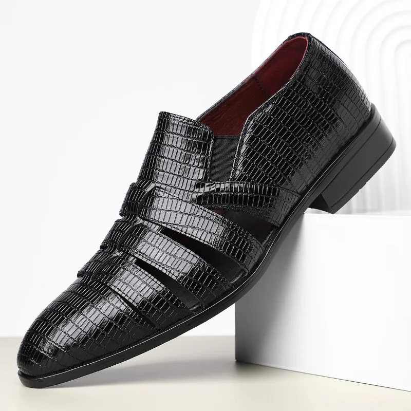 

High Quality Men Sandals Handmade Leather Sandal Casual Business Sandal Designer Gladiators Sandals for Men Hollow Leather Shoes