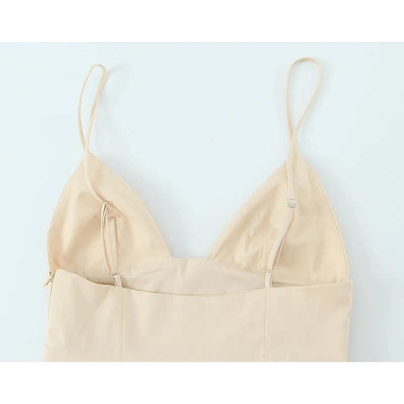 YENKYE セクシーな背中の開いたスパゲッティストラップミディドレス女性 V ネックプリーツ A ラインサマードレス女性パーティー Vestidos