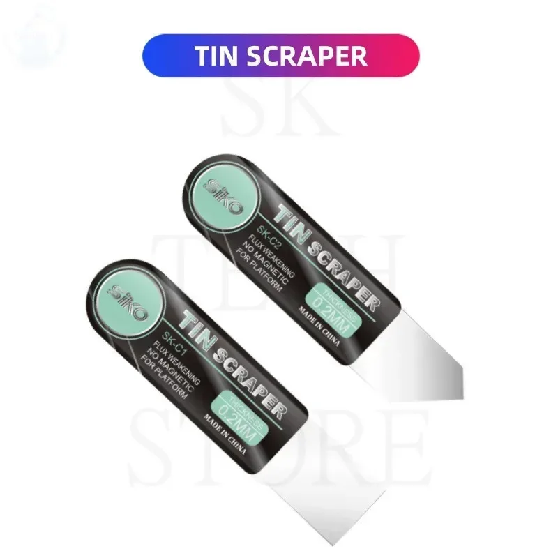 5 set Raschietto in stagno ad alta tenacità Spessore 0,20 mm Bocca piatta obliqua Lama Riparazione del telefono Pasta saldante Raschiante Coltello Pry Spudger