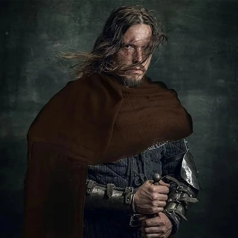 Shoulder Cape Medieval Pirate Cosplay Cape Half Cape Black Green Wrap Renaissance Costume Cape Retro Hood Scarf Pros