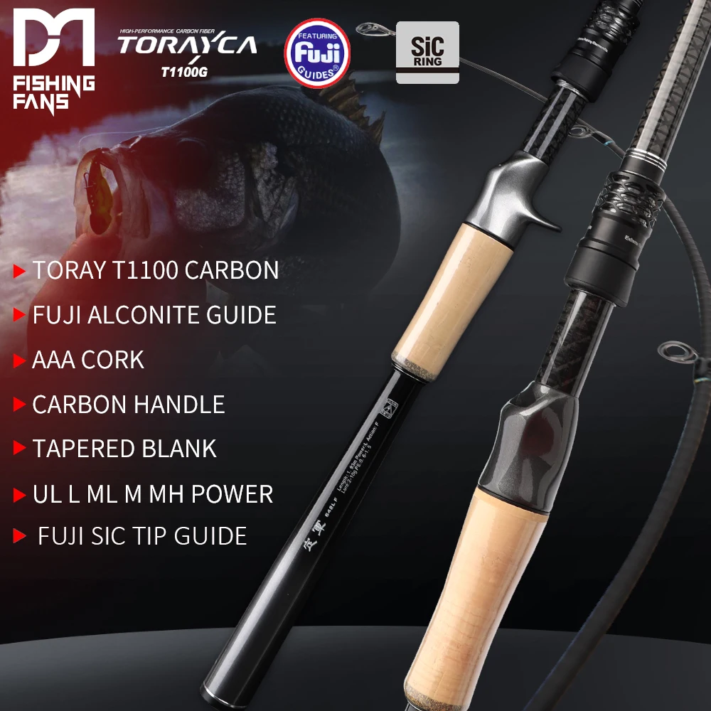 

FISHINGFANS UL L ML M TORAY T1100 Carbon FUJI Alconite SIC Tip guide 4 Axis Cross Carbon AAA cork Tapered handle Fishing rod