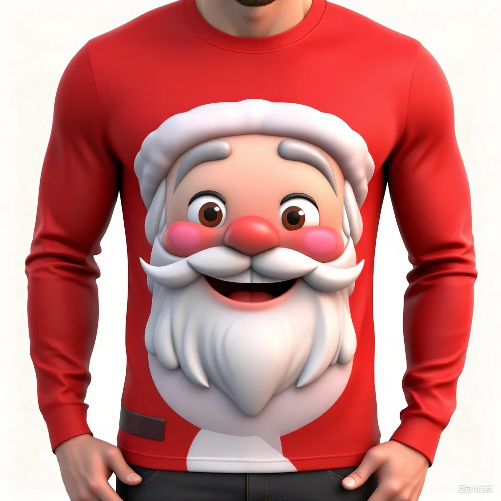

Santa Claus Christmas Party Men Clothing 3D Print Autumn Fashion Men's Long Sleeve T-shirt Y2K New Year X'mas Funny Pullover Top