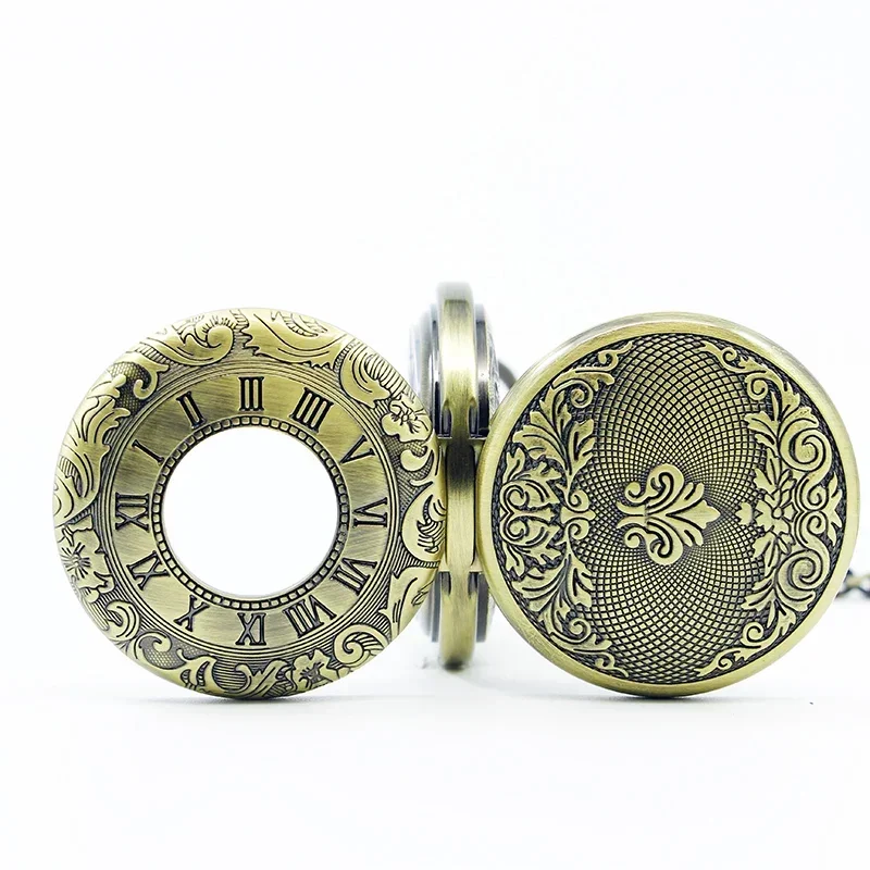 PJX1252 อัตโนมัตินาฬิกาพ็อกเก็ตนาฬิกาโครงกระดูกแฟชั่น Fob ทองแดง Steampunk ประณีต Bronze นาฬิกาของขวัญ