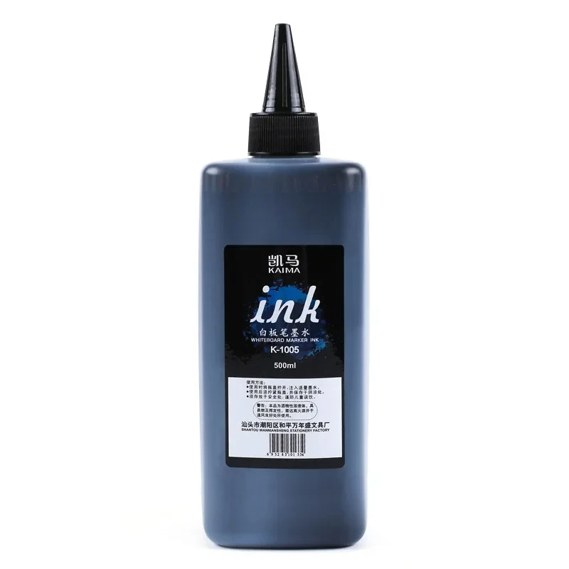 Rotulador de pizarra grande de 500ML, tinta recargable para enseñanza, borrable, recarga líquida, negro, rojo, azul, resistente al agua