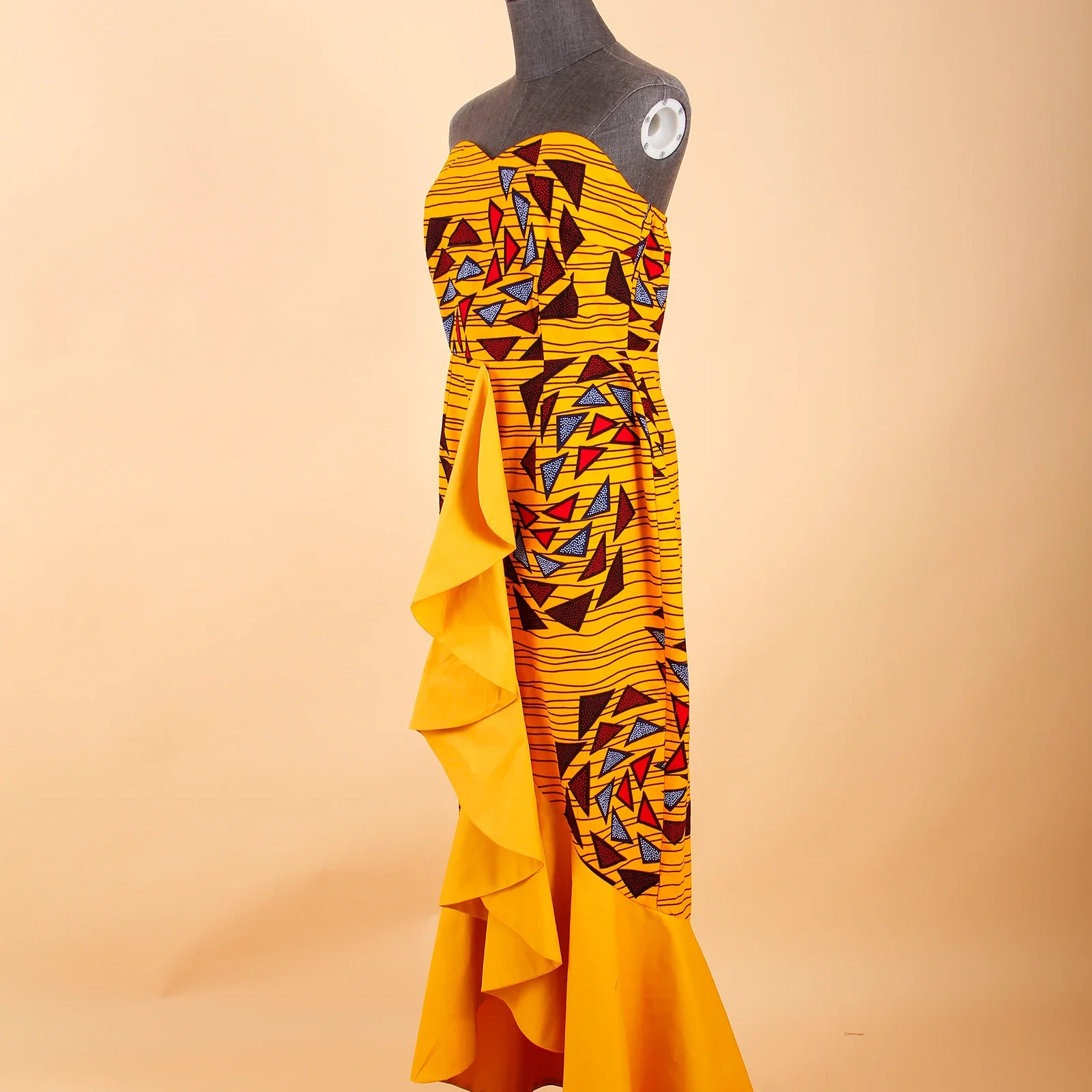 African Dresses for Women Strapless High Waist Sleeveless Ankara Print Maxi Dress Elegant Party Wedding Evening Wear A2125039
