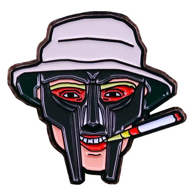 MF Doom Red Bubble KMD 90s Hip Hop Rapper Enamel Brooch Pin Lapel Hard Metal Pins Brooches Badges Exquisite Jewelry Accessories