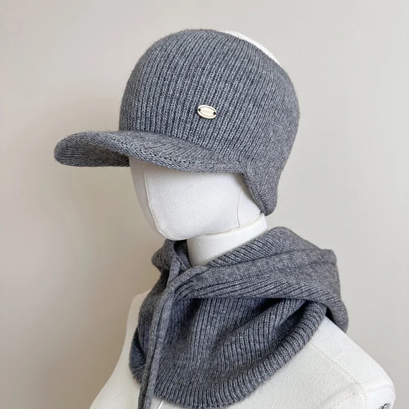 Zweiteiliges gestricktes Oberteil, Kappe und Sturmhaube für Damen und Herren, Schal, einteilige Mützen, Unisex, warme Wintermütze, kältebeständige Skimütze – Detail 13