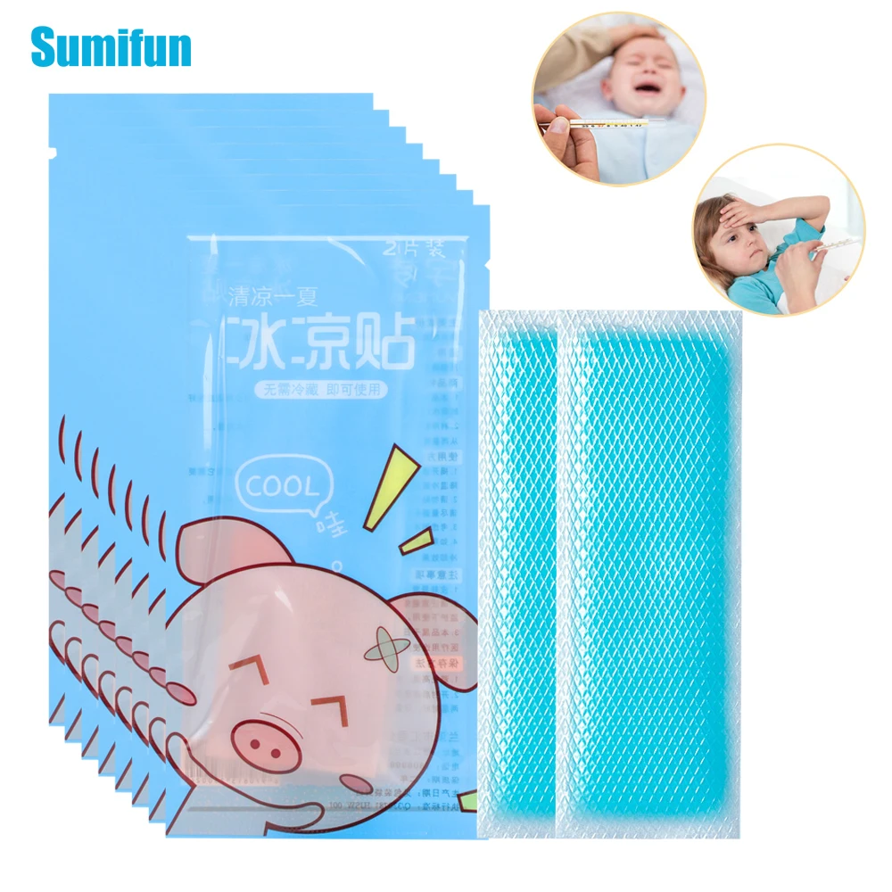 10Pcs/5Bags Baby Fever Down Cooling Patches Low Temperature Ice Gel Pads Treat Headache Heatstroke Body Fatigue Medical Plaster