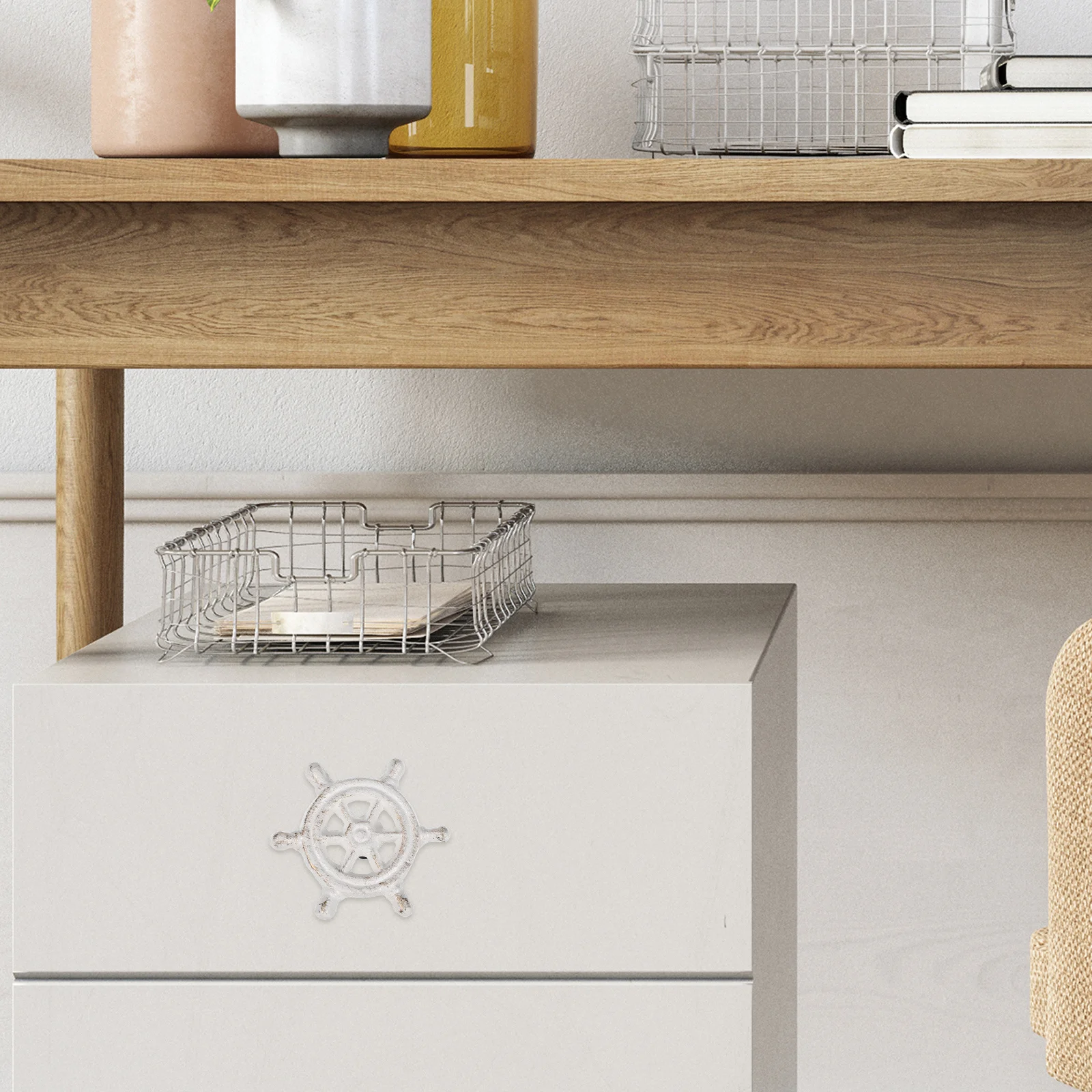 

2Pcs Cast Iron Ship Wheel Handle for Wardrobe Cabinet Cupboard Kitchen Drawer Pull Knobs Retro Ocean Theme Furniture Handles