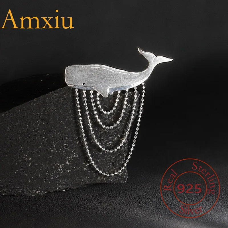 

Amxiu Sterling Silver 925 Original Creation Deep Sea Reverie Pure Silver Sperm Whale Artistic Tassel Brooch Exquisite Unisex