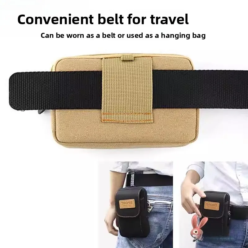 

Холщовая сумка для телефона, мужская, с ремнем, горизонтальная и вертикальная, износостойкая, спортивная поясная сумка для работы на стройплощадке