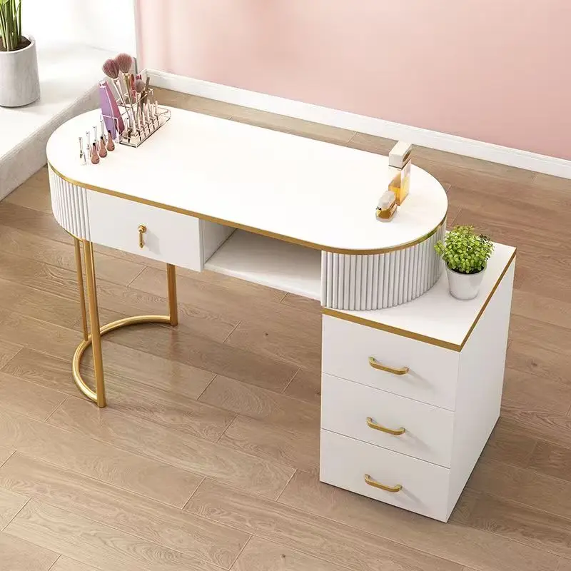 2026 Hot Sale White Japanese Glass Single Light Luxury Simple Manicure Table Storage Folding Nail Table