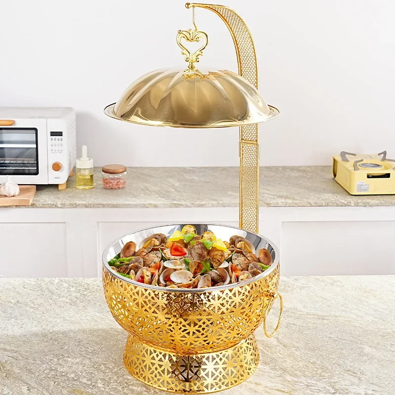 Stainless steel gold dining stove, random pattern hanging stove, hanging cover hotel insulation stoverestaurant warm vegetable
