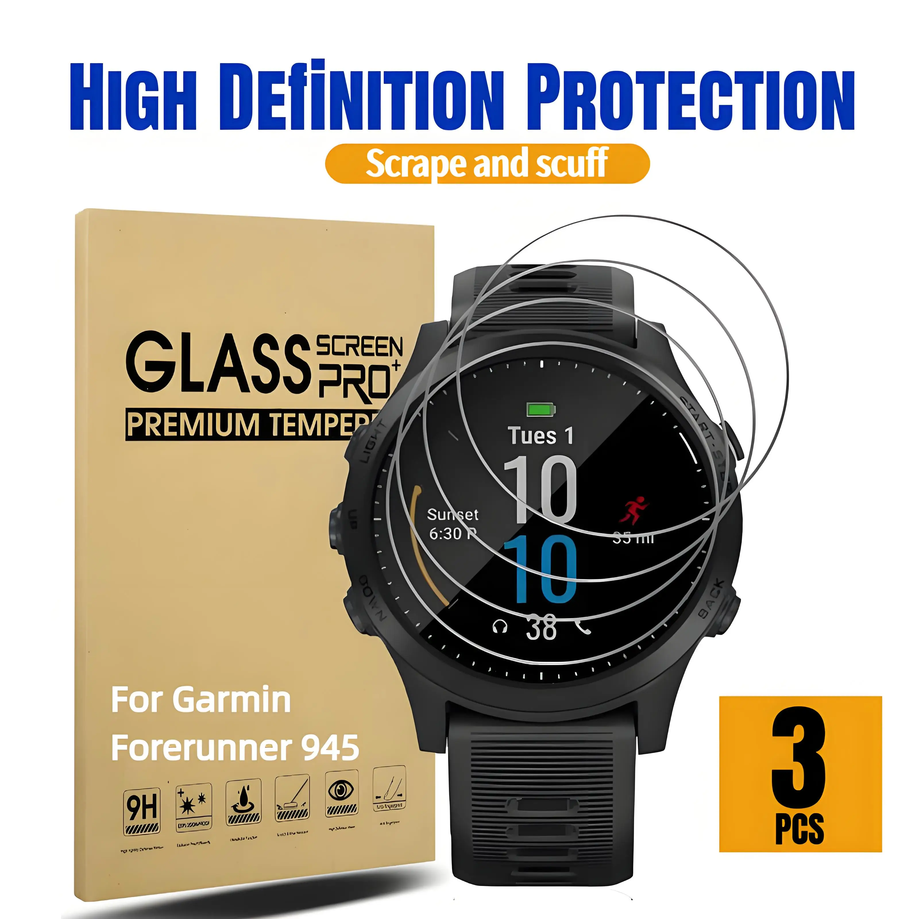 Tempered Glass for Garmin Forerunner Smartwatch Screen Protector Explosion-Proof Film Accessories- 3pack