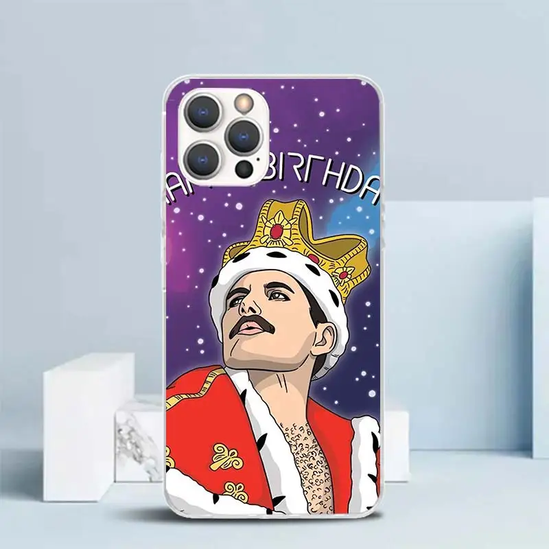 Rock Funky freddy Mercury Queen Cover morbida per iPhone 15 14 13 12 Mini 11 Pro Max custodia per telefono con stampa X XS XR 7 Plus 8 + SE Patter