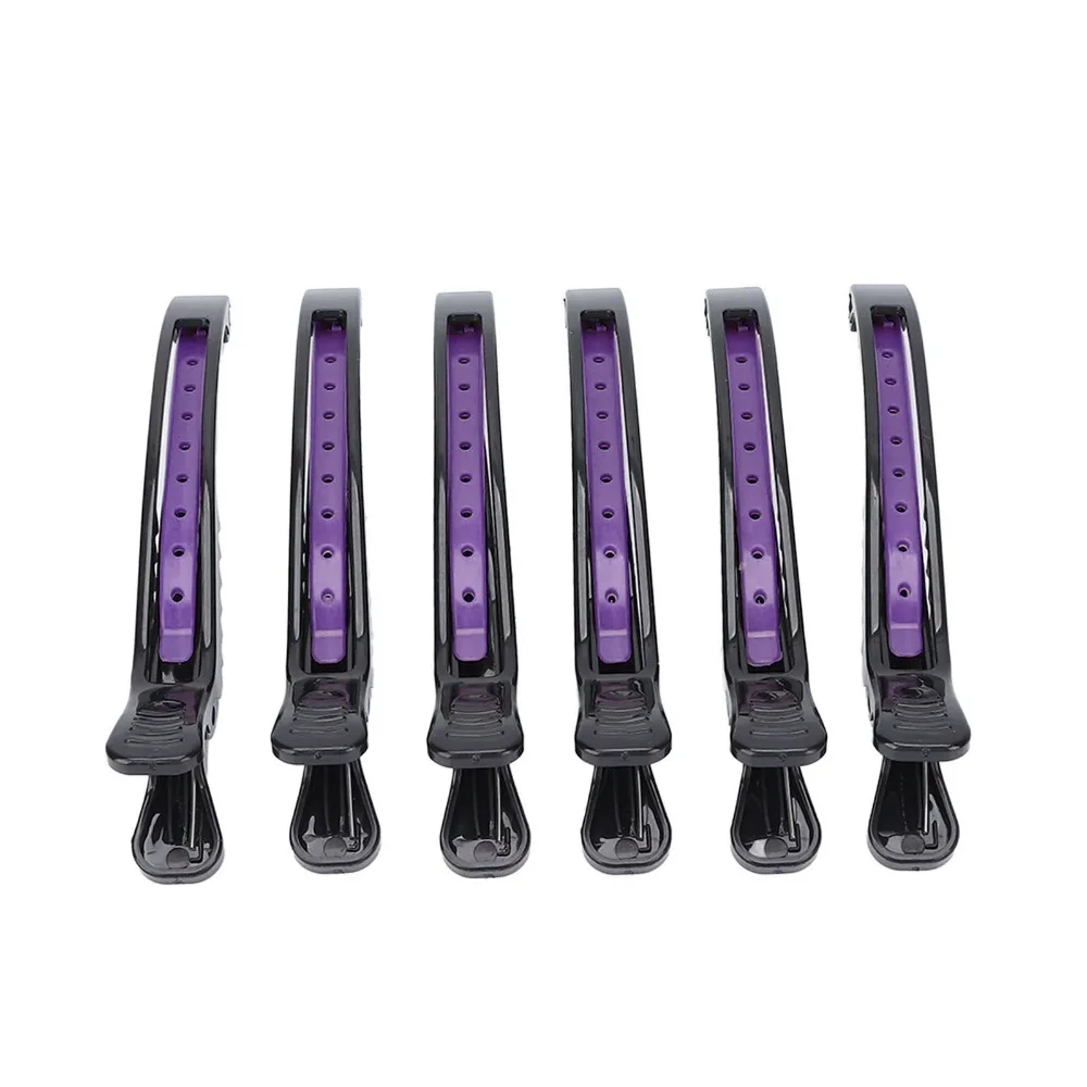 6 PCS Non Slip Professional Hair Clip Lightweight Portable Design Duckbill Hair Clip Durable Black Purple Sectioning Hair Clip