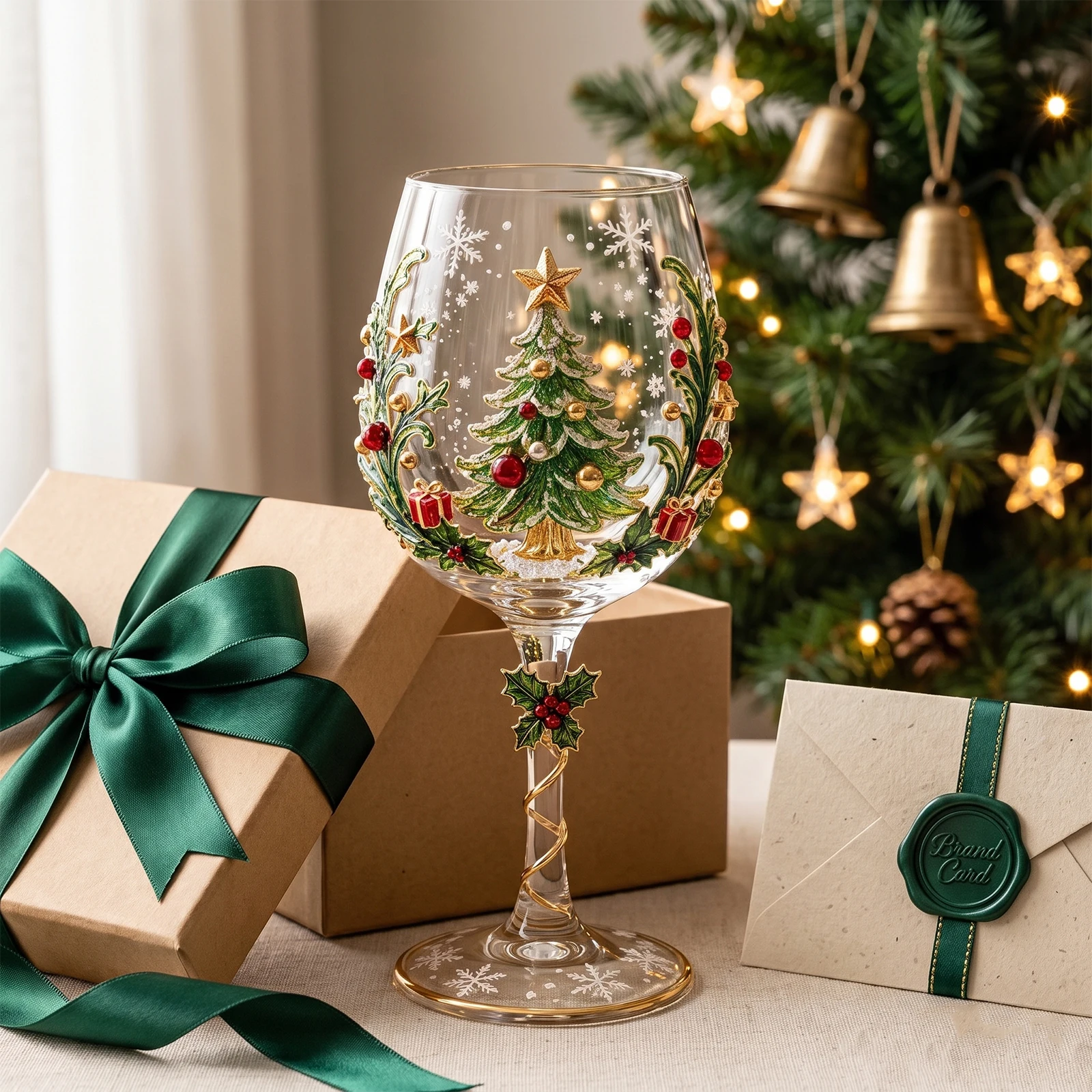 Christmas Stemless Wine Glasses Holiday Glassware Magical Christmas Glass Cup for Coffee Cocktails Whiskey Soda