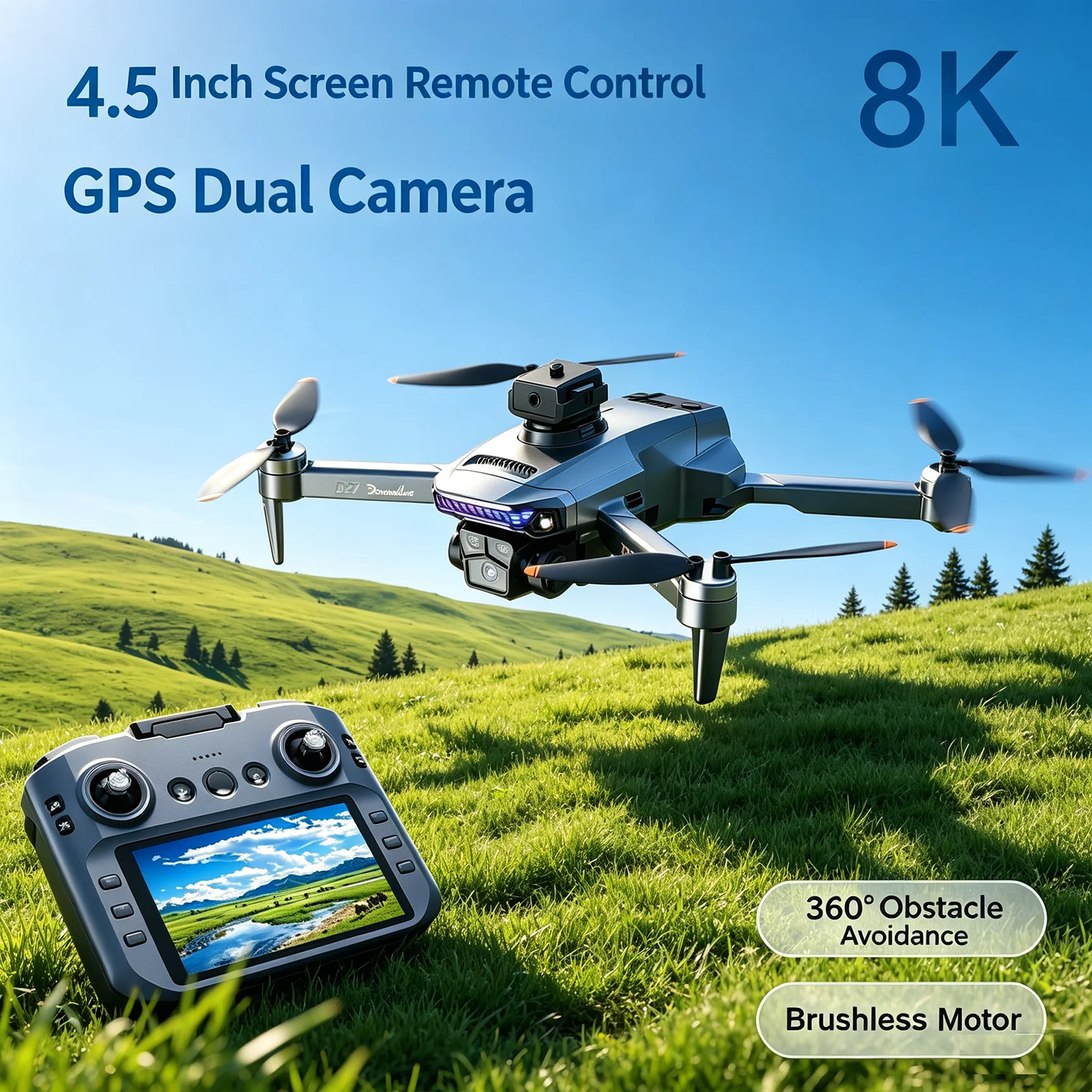 2026 New D27 GPS Drone 8K Professional HD Cameras UAV 360° Obstacle Avoidance Brushless Motor Foldable RC Quadcopter Kid Gifts