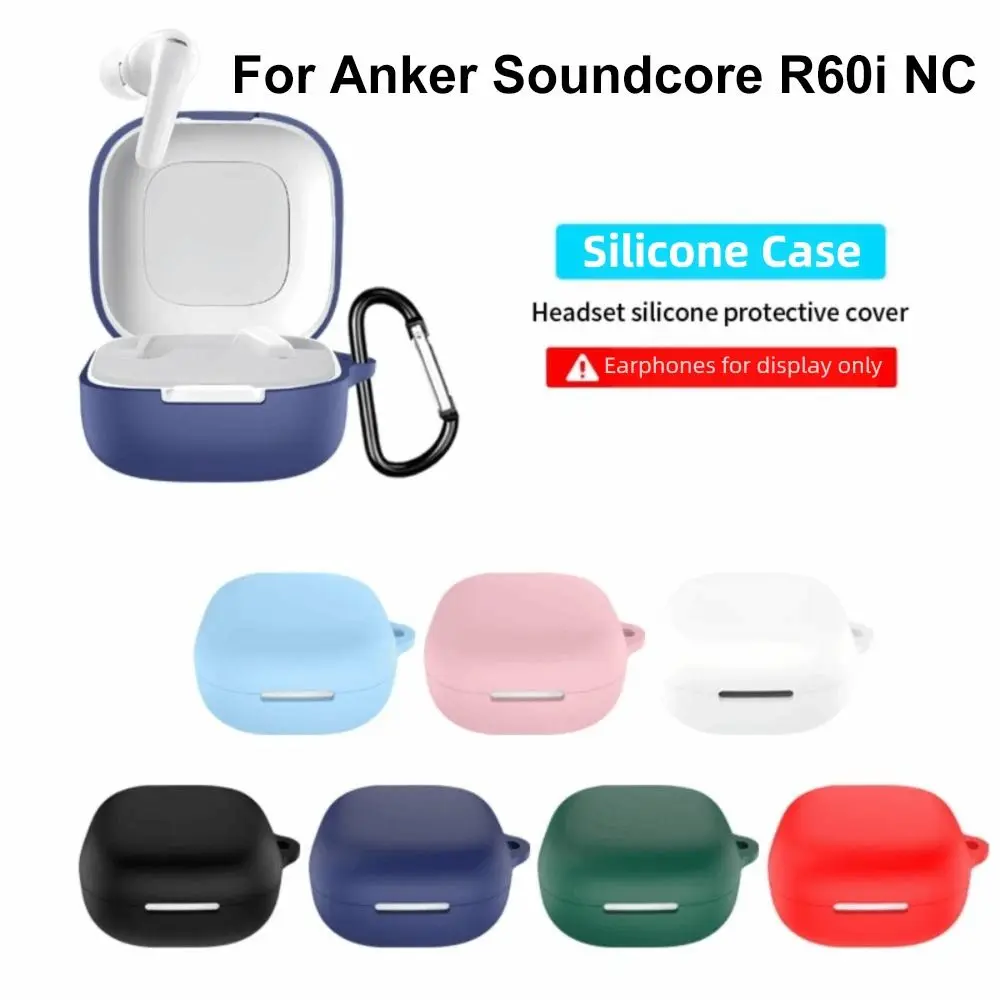 Silikon-Kopfhörerhülle, stoßfest, staubdicht, Bluetooth-Kopfhörer-Schutzhülle mit Karabiner, bunt, für Anker Soundcore R60i NC.