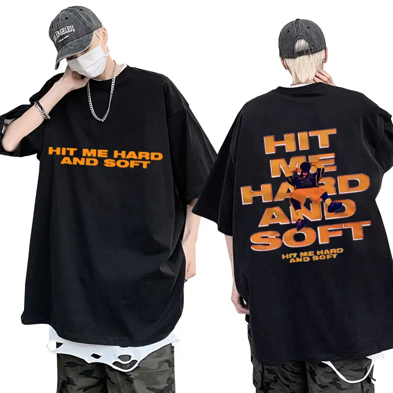 Hit Me Hard and Soft Tour 2024 Graphic T Shirts Male Fashion Hip Hop T-shirt 100% Cotton Oversized T-shirt Vintage Tee Shirt Men