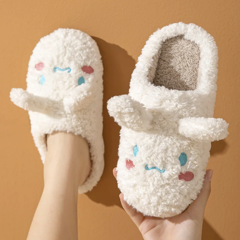 Cotton Slippers Female Cartoon Cute Rabbit Furry Home Couple Winter Warm Indoor Non-slip Male Thickened Big-eared Dog Shoes