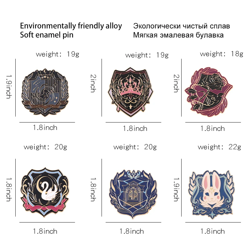 jk Uniform Enamel Pins Custom Swan Rabbit Rose Crown Brooches Lapel Badges Punk Gothic Fashion Jewelry Gift for Friends