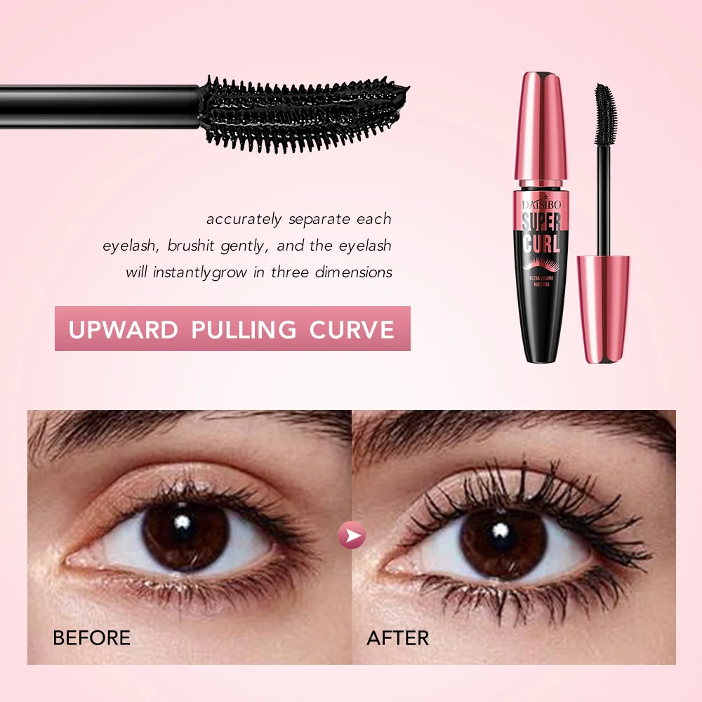 5D Waterproof Mascara Lengthens Eyelashes Extension Black Silk Fiber Waterproof Fast Dry Brown Black Curling Mascara Comestic