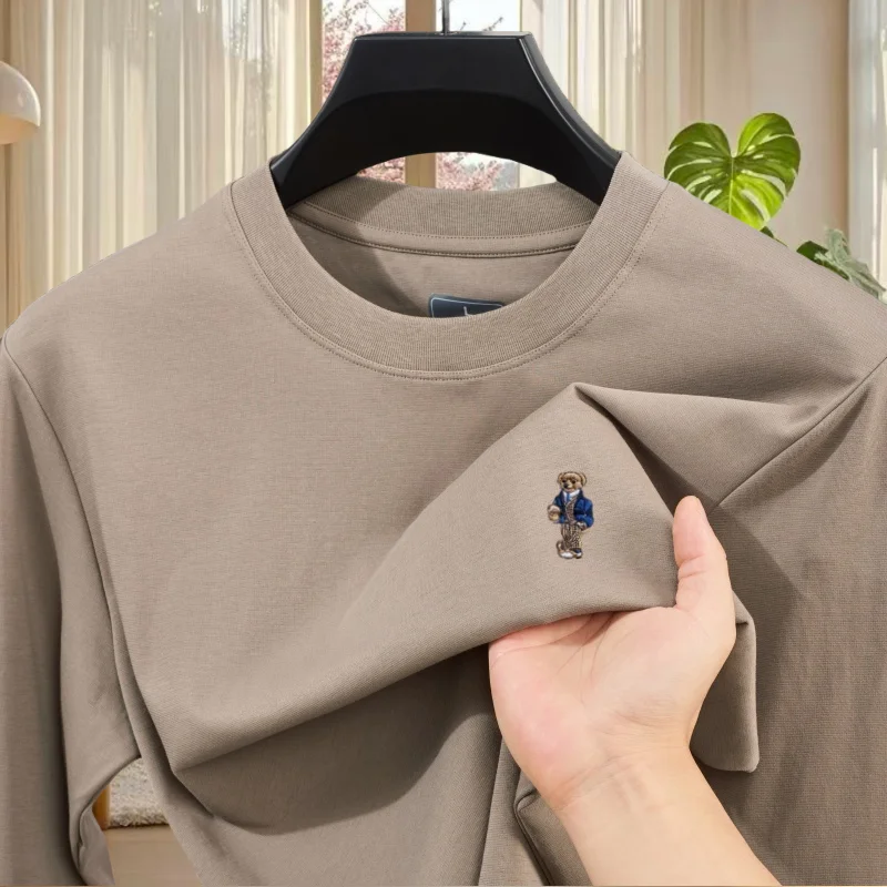 

Fashionable new comfortable long sleeved spring and autumn men's best-selling brand original gentleman bear embroidery T-shirt