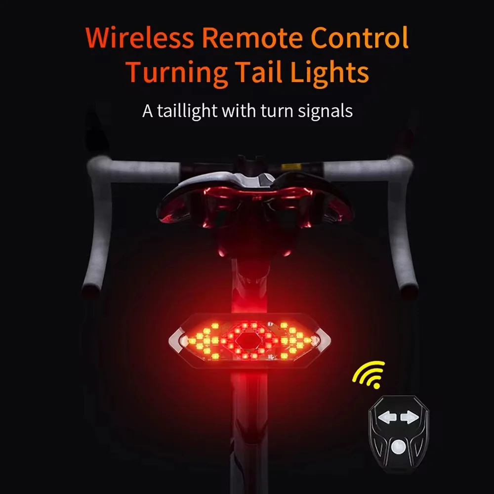 Rear Tail Light USB Rechargeable Turn Signal Warning Lamp Wireless Remote Control Easy To Install Car Safety Lights Accessories