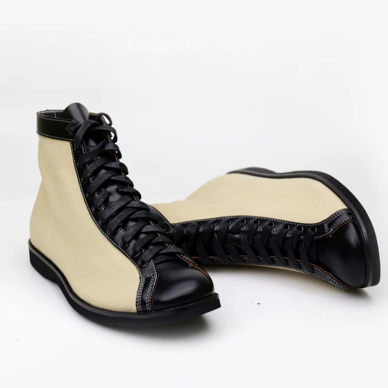 

Vintage Boxer Boots Men's Japanese Canvas Short Khaki Tooling Boots