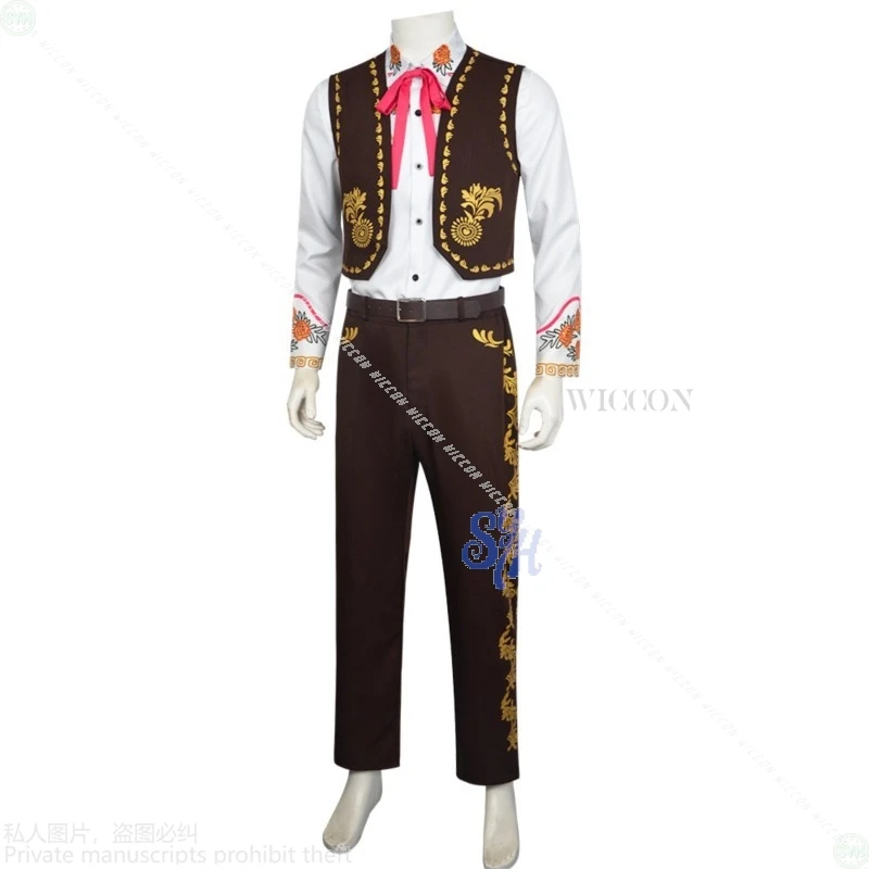 2025 حفلة الهالوين الحدث الأزياء التقليدية تأثيري أنيمي الميت القطيفة زهرة نمط الرجعية سترة جينز موحدة قميص السراويل #3