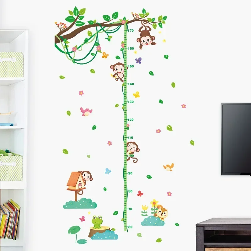 2025 Cute Cartoon Monkey Baby Height Wall Stickers kids Bedroom Living Room Children's Growth Measuring Scale Decorative Wal