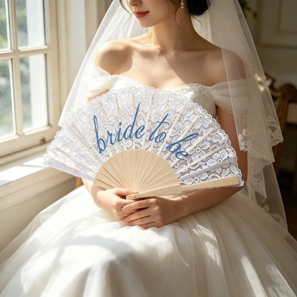 Lightweight Exquisite Lace Bridal Fan Elegant Retro Single Party Decoration Fan Handheld Hand Fan Bridesmaids Use