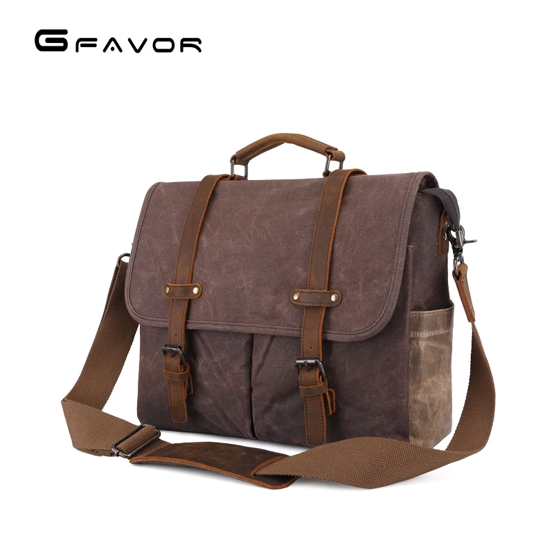 Vintage Men Messenger Bags Waterproof Canvas Shoulder Bag Man Business Crossbody Bag Male Travel 14 inch Laptop Handbag