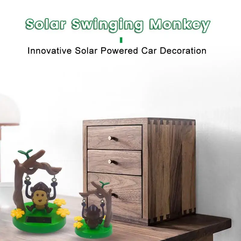 Solar Powered Monkey Car Ornament Swinging Animated Bobble Dancer Toy For Kids Gift Home Office Desktop Decorations
