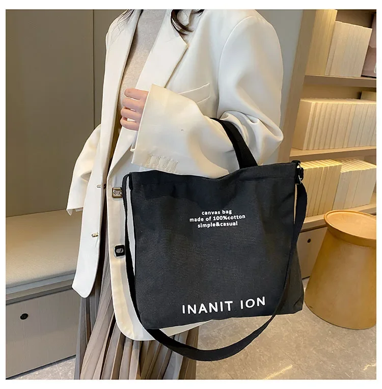Waschbare, dicke Handtasche, modische Tasche mit großem Fassungsvermögen, japanische einfache Canvas-Umhängetasche, Unisex-Umhängetasche für Studenten, für den täglichen Gebrauch – Detail 28